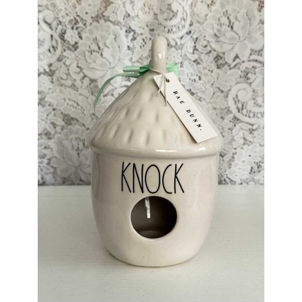 Rae Dunn KNOCK Acorn Birdhouse Ceramic Fall Decor Magenta w/ Tag